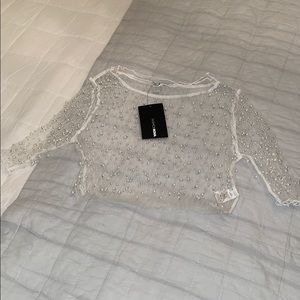 Sheer pearl top
